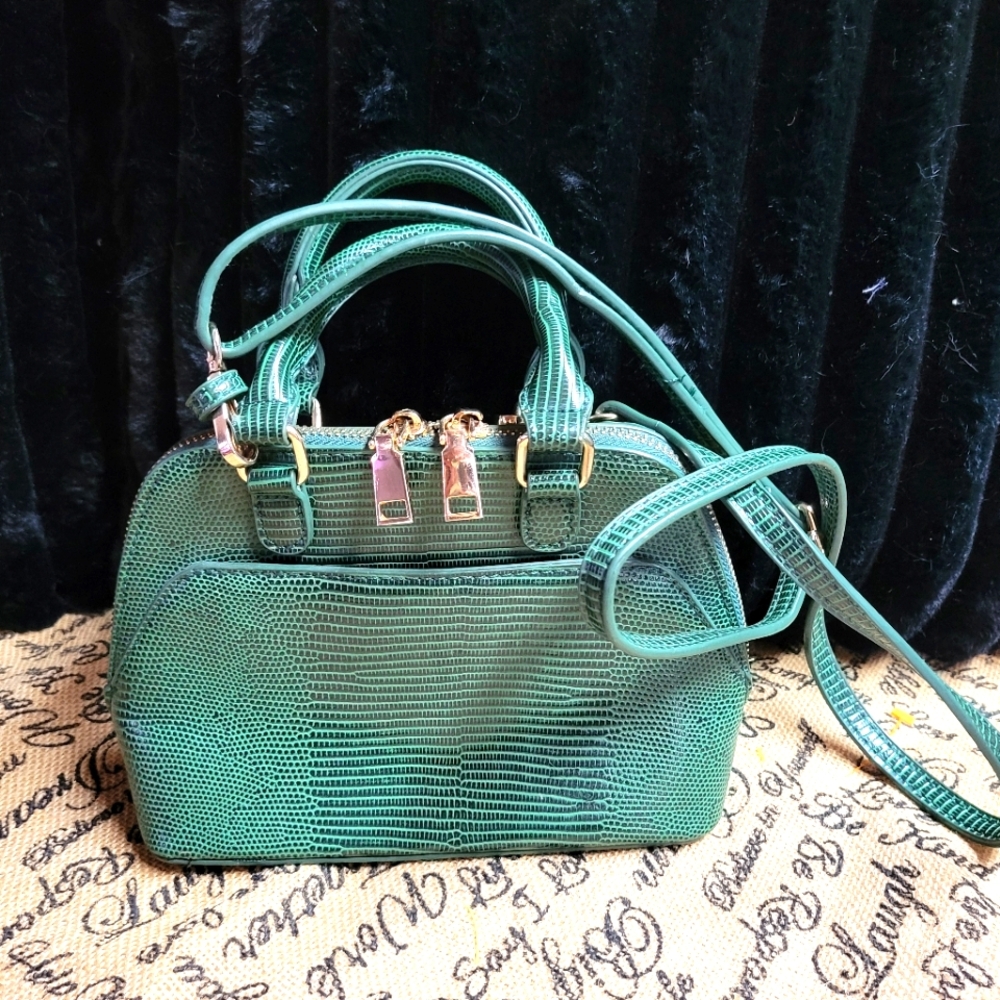 Madison west faux  snakeskin crossbody bag-green
